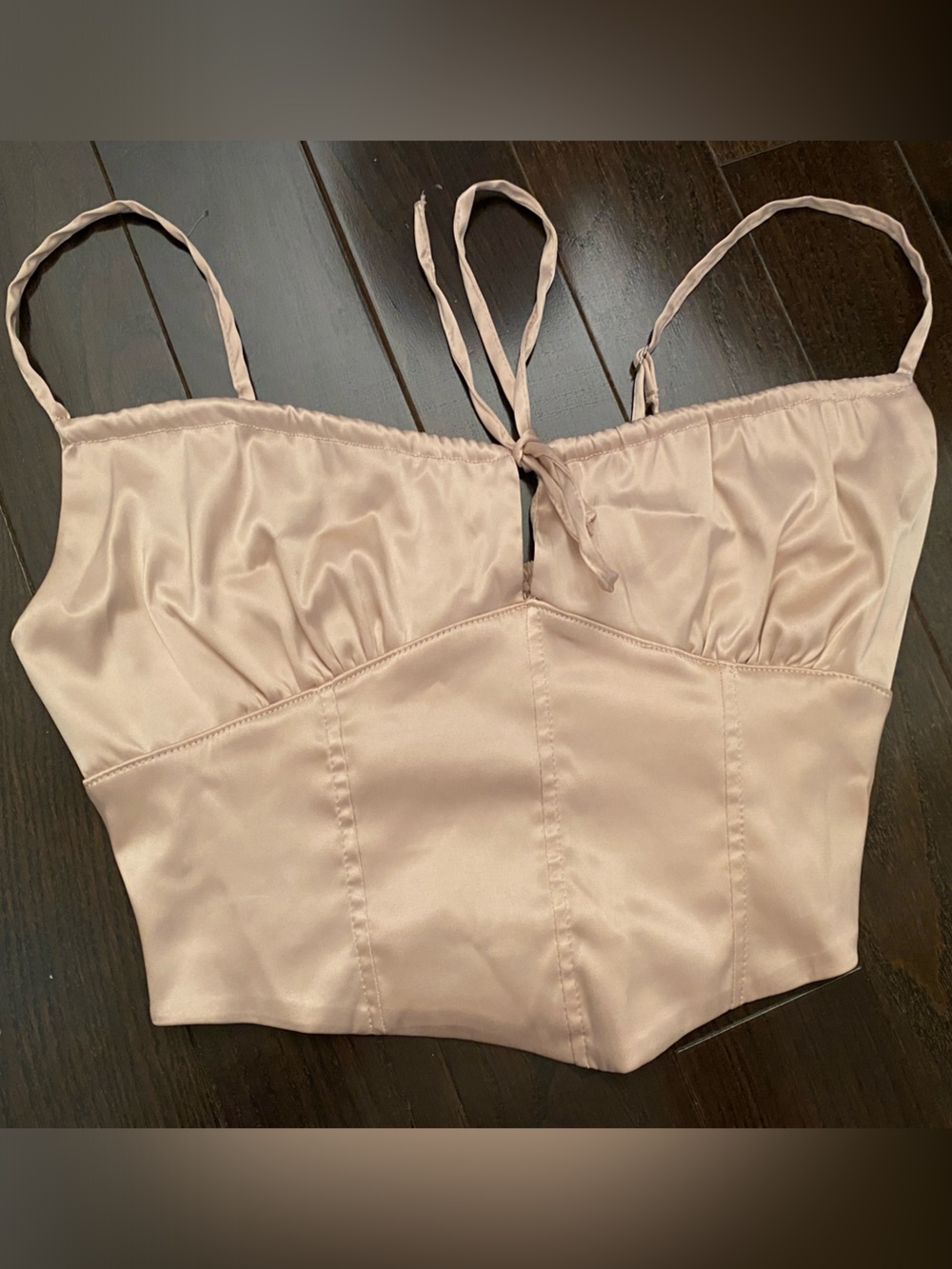 URBAN Romantics Blush Satin Bandeau Cami with Tie Straps